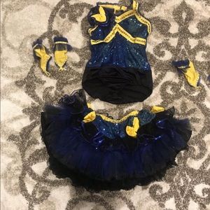 Blue, yellow and black dnace costume